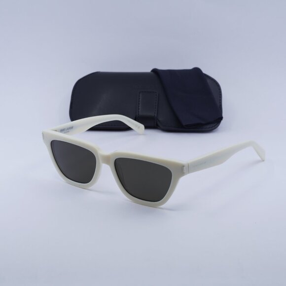 Saint Laurent SL462 SULPICE 018 Sunglasses Ivory Cat Eye Frame, Grey Lenses - Picture 10 of 10